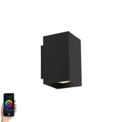 Moderne Smart Wandleuchte schwarz inkl. 2 WiFi GU10 - Sandy