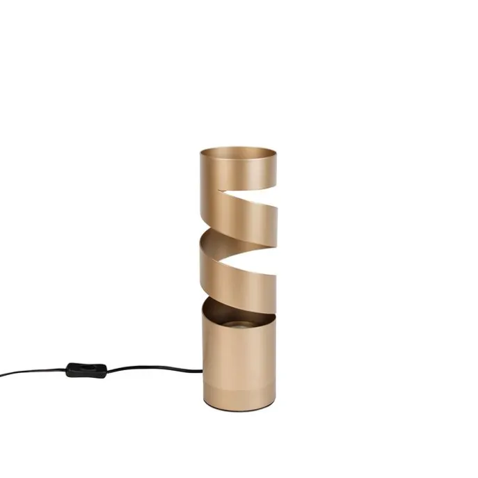 Moderne tafellamp taupe met goud - Stream