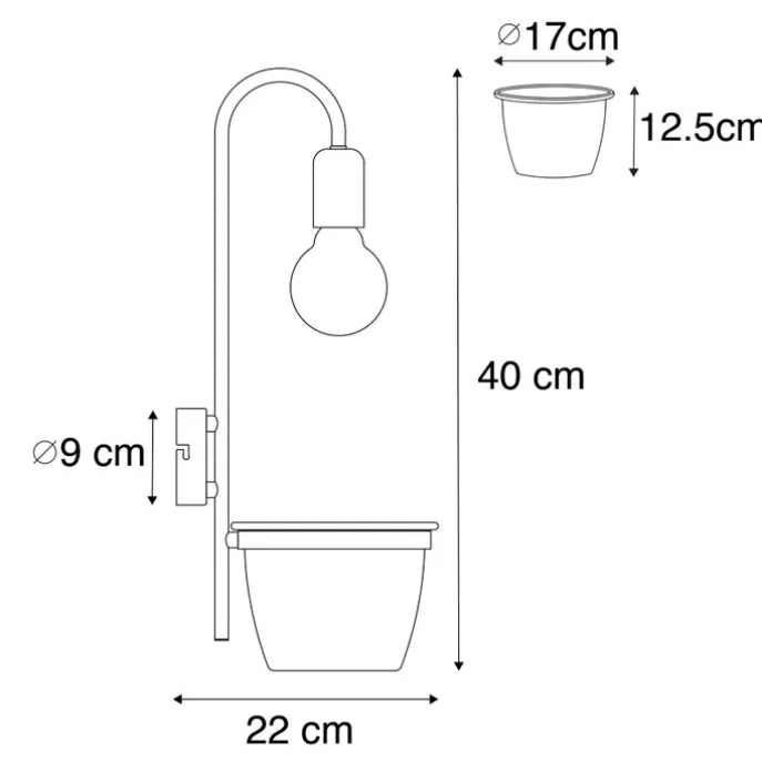 Moderne Wandlampe schwarz mit Glas - Roslini