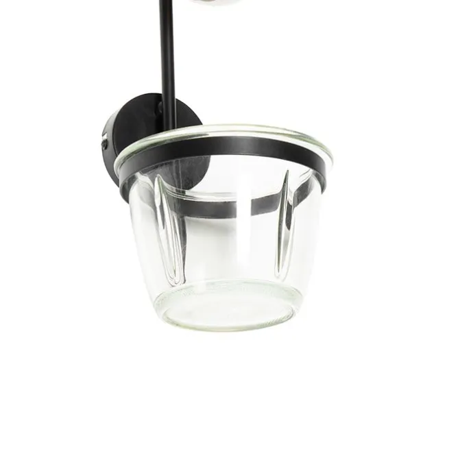 Moderne Wandlampe schwarz mit Glas - Roslini