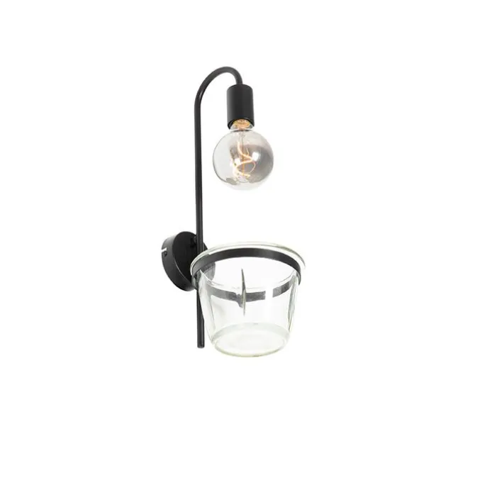 Moderne Wandlampe schwarz mit Glas - Roslini