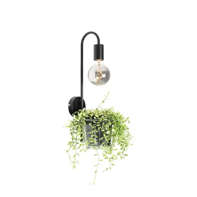 Moderne Wandlampe schwarz mit Glas - Roslini