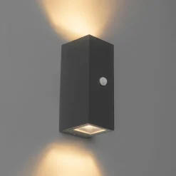 Moderne Wandleuchte anthrazit IP44 mit Bewegungsmelder - Baleno II