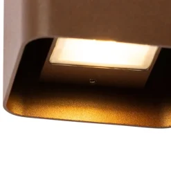 Moderne Wandleuchte rostbraun inkl. LED IP54 quadratisch - Evi