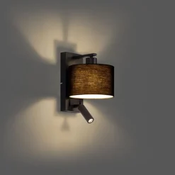 Moderne Wandleuchte schwarz rund mit Leselampe - Puglia