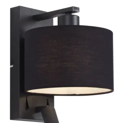 Moderne Wandleuchte schwarz rund mit Leselampe - Puglia