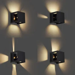 Moderne Wandleuchte Schwarz inkl. LED IP44 - Edwin Quadro