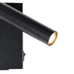 Moderne Wandleuchte schwarz mit verstellbarem USB - Croft