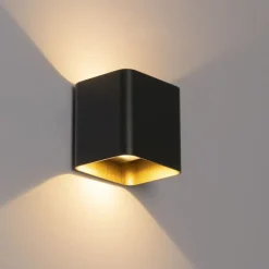 Moderne Wandleuchte schwarz inkl. LED IP54 quadratisch - Evi