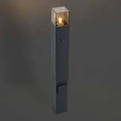 Moderne Wegeleuchte schwarz mit Rauchglas 70cm mit Dämmerungssensor IP44 - Dänemark