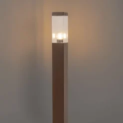 Moderner Außenlaternenpfahl rostbraun 80 cm - Malios