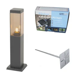 Moderner Außenlaternenpfahl dunkelgrau mit Rauch 45 cm - Malios