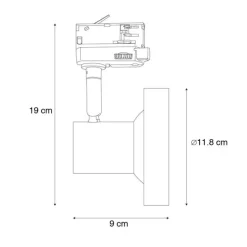 Moderner Schienenstrahler schwarz für 3-Phasen-Schienensystem GU10 111 mm - 3-Phasen Jeany