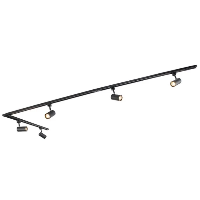 Modernes Schienensystem mit 5 Strahlern Schwarz 1-phasig - Iconic Jeana