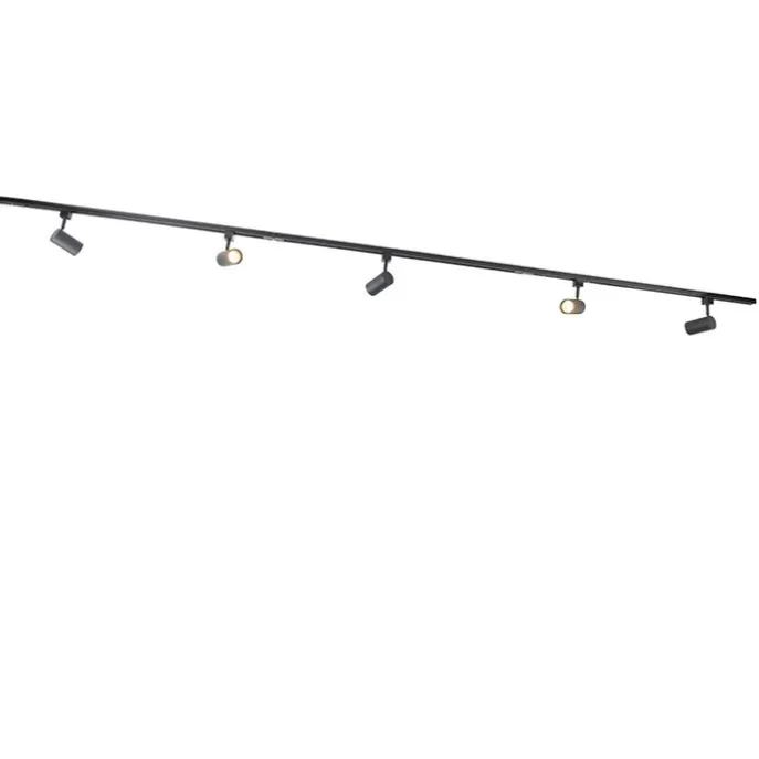 Modernes Schienensystem mit 5 Strahlern Schwarz 1-phasig - Iconic Jeana