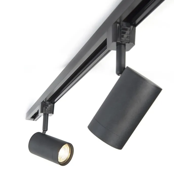 Modernes Schienensystem mit 5 Strahlern Schwarz 1-phasig - Iconic Jeana