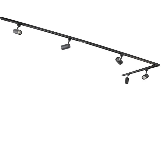Modernes Schienensystem mit 5 Strahlern Schwarz 1-phasig - Iconic Jeana