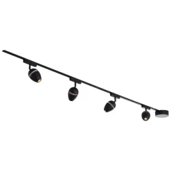Modernes Schienensystem mit 4 schwarzen Strahlern 1-phasig - Magnetic Eggy
