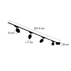 Modernes Schienensystem mit 4 schwarzen Strahlern 1-phasig - Magnetic Eggy
