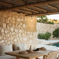 Orientalische Außenhängelampe aus Bambus IP44 - Carlos