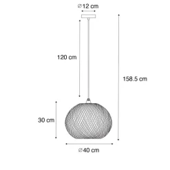 Orientalische Außenhängelampe aus Bambus IP44 - Rafael