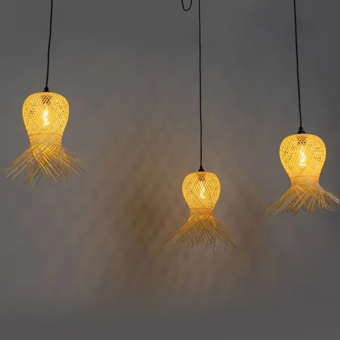 Orientalische Außenhängelampe Bambus 3-flammig IP44 - Carlos