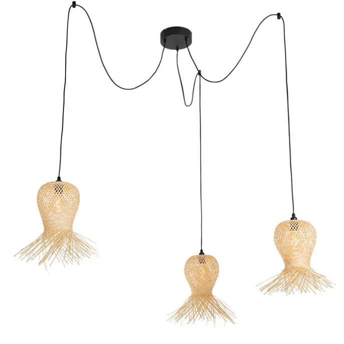 Orientalische Außenhängelampe Bambus 3-flammig IP44 - Carlos