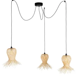 Orientalische Außenhängelampe Bambus 3-flammig IP44 - Carlos