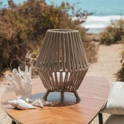 Orientalische Tischleuchte aus Seil inkl. dimmbarem, wiederaufladbarem LED - Contra