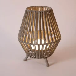 Orientalische Tischleuchte aus Seil inkl. dimmbarem, wiederaufladbarem LED - Contra