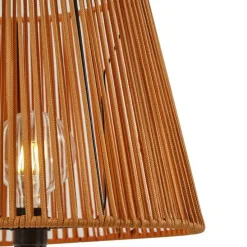 Outdoor-Stehleuchte schwarz mit orangefarbenem Seilschirm IP44 - Virginia Jayla