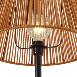 Outdoor-Stehleuchte schwarz mit orangefarbenem Seilschirm IP44 - Virginia Jayla