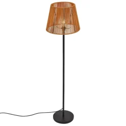 Outdoor-Stehleuchte schwarz mit orangefarbenem Seilschirm IP44 - Virginia Jayla