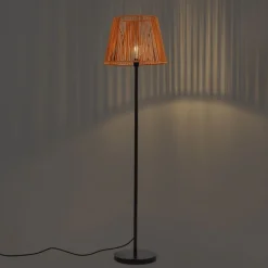 Outdoor-Stehleuchte schwarz mit orangefarbenem Seilschirm IP44 - Virginia Jayla