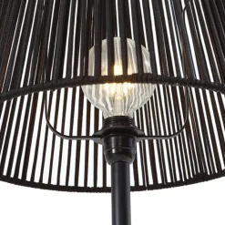 Outdoor-Stehleuchte schwarz mit schwarzem Seilschirm IP44 - Virginia Jayla