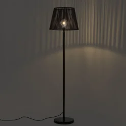 Outdoor-Stehleuchte schwarz mit schwarzem Seilschirm IP44 - Virginia Jayla