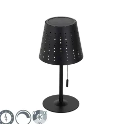 Outdoor-Tischleuchte schwarz inkl. LED 3-stufig dimmbar wiederaufladbar und Solar - Ferre
