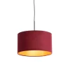 Pendelleuchte mit Veloursschirm rot/gold 35 cm - Combi