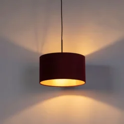 Pendelleuchte mit Veloursschirm rot/gold 35 cm - Combi