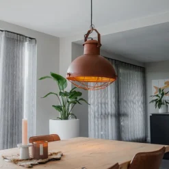 Pendelleuchte rost mit goldener Innenseite - Engine