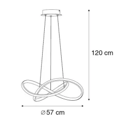 Pendelleuchte Schwarz 57 cm 3-Stufen-Dimmbar inkl. LED - Viola Due
