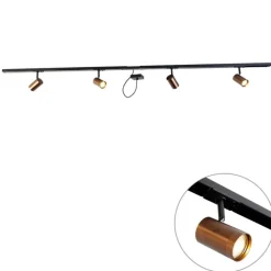 1-Phasen-Schienensystem dunkelbronze mit 4 Strahlern und I-Netzteil quadratisch - Jeana