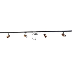 1-Phasen-Schienensystem dunkelbronze mit 4 Strahlern und 1 Netzteil rund - Jeana