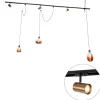 1-Phasen-Schienensystem mit 3 Strahlern und Hängelampen dunkelbronze - Cavalux Jeana