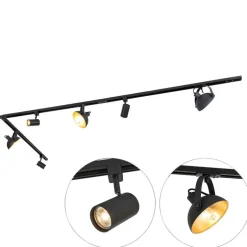 1-Phasen-Schienensystem mit 6 Strahlern schwarz verstellbar - Magnax Jeana