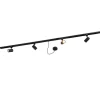 1-Phasen-Schienensystem schwarz mit 4 Strahlern und 1 Netzteil rund - Jeana