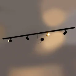 1-Phasen-Schienensystem schwarz mit 4 Strahlern und 1 Netzteil rund - Jeana