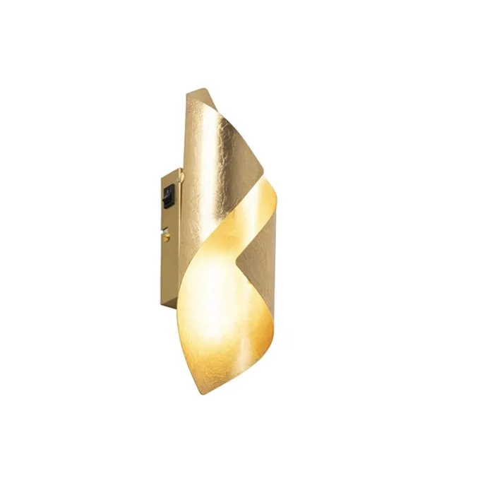 Retro Wandlampe Blattgold inkl. Schalter - Belle