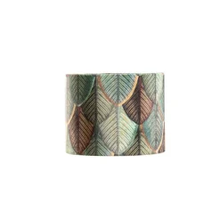 Samtlampenschirm mit Blattdesign und goldener Innenseite 18/18/14