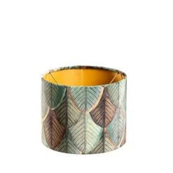 Samtlampenschirm mit Blattdesign und goldener Innenseite 18/18/14